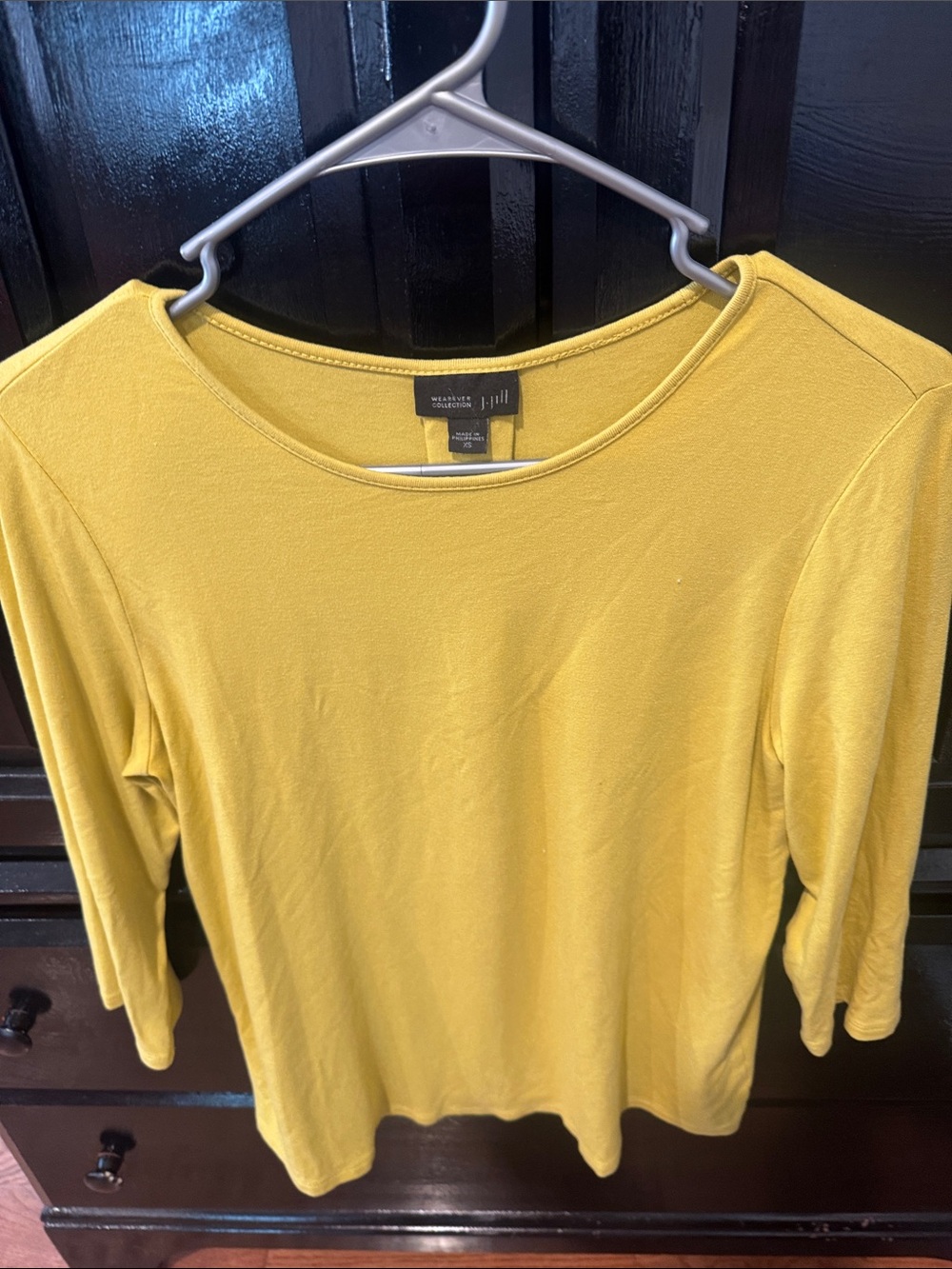 Ellen Tracy Yellow Scoop Neck 3/4 Sleeve Top